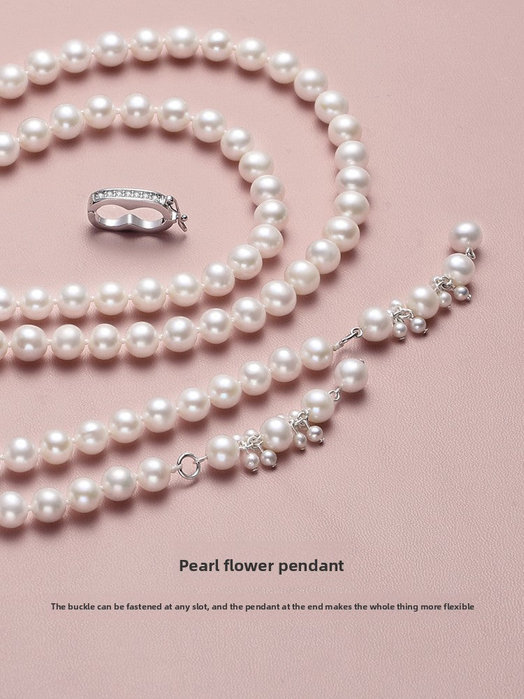 Pearl necklace 2025 new popular women's natural freshwater pearl long sweater chain stacked with multiple layers