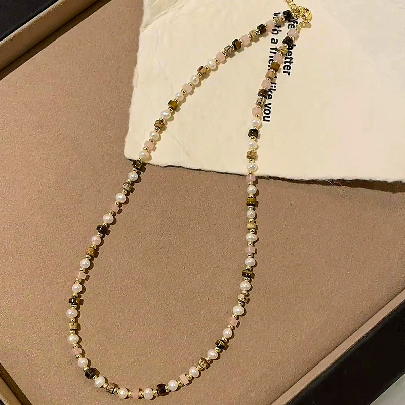 Natural Necklace Bracelet Set Ladies Design Tiger's Eye Bracelet Premium