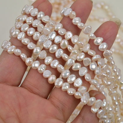 1319 40cm long, Baroque double-sided light pearl Irregular 5-6mm Natural freshwater pearl Raw materials working in progress