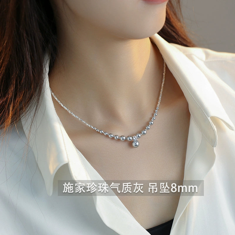 strong light pearl gradual change necklace design 925 silver