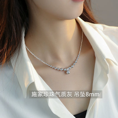 strong light pearl gradual change necklace design 925 silver