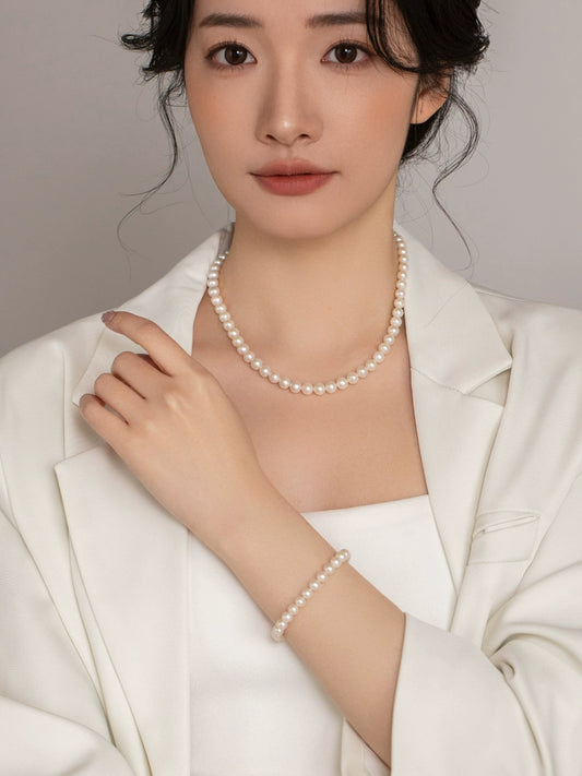 Natural Freshwater Pearl Necklace Female Versatile Mother Chain Female Gift