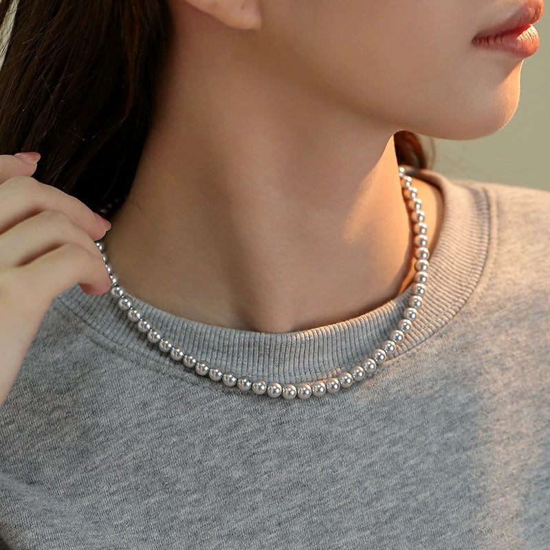 silver gray pearl necklace women's French retro premium autumn and winter sweater chain