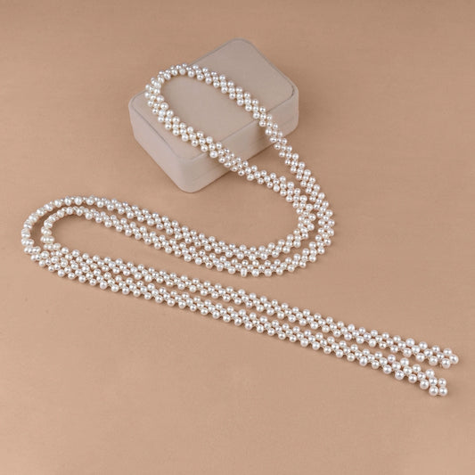 Jewelry Natural Freshwater Pearl Necklace Hand-woven Beaded Dongdaemun Versatile Long Sweater Chain XL034