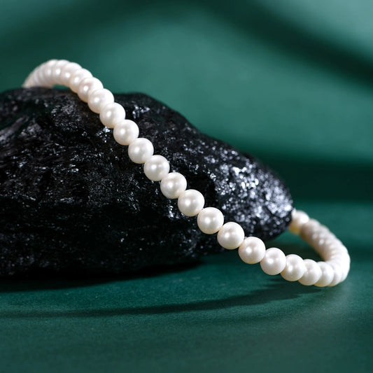 The new natural freshwater pearl necklace mother necklace is nearly round to give wife March 8th Mother's Day birthday gift