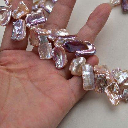 1088 Strong Light High Quality 12-13mm Purple Petal Freshwater Pearl Necklace Baroque