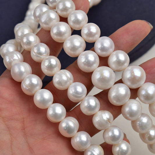 1166 White 8-11-13 mm Natural Freshwater Near Round Pearl work in progress Pearl Jewelry Accessories DIY