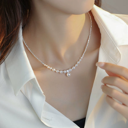 strong light pearl gradual change necklace design 925 silver