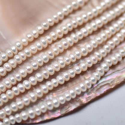 1224 new 4mm natural water pearl loose beads, white and bright, pearl abacus beads DIY collarbone chain jewelry