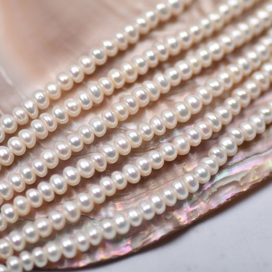 1224 new 4mm natural water pearl loose beads, white and bright, pearl abacus beads DIY collarbone chain jewelry