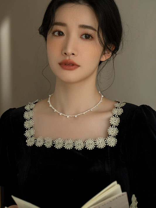 Natural Freshwater Pearl Necklace Women's Premium, Vintage Fashion Versatile Chain