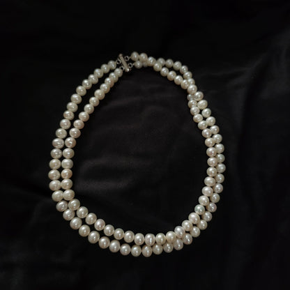 Multi-layered French retro double-layered pearl necklace, natural freshwater pearl women with cheongsam