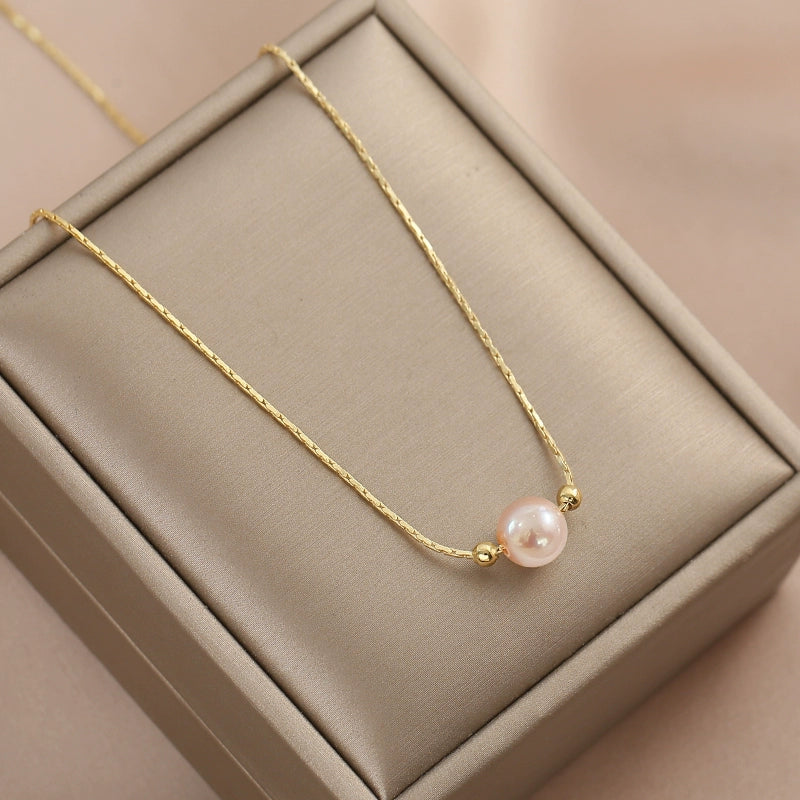 Natural freshwater pearl necklace feminine minimalist temperament collarbone chain single pendant