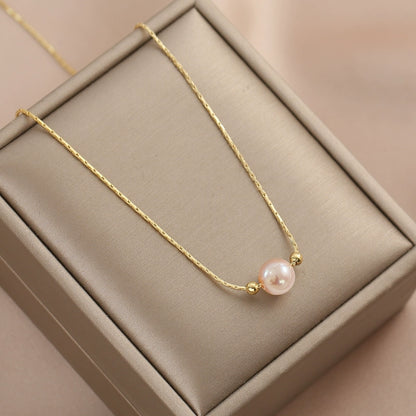 Natural freshwater pearl necklace feminine minimalist temperament collarbone chain single pendant