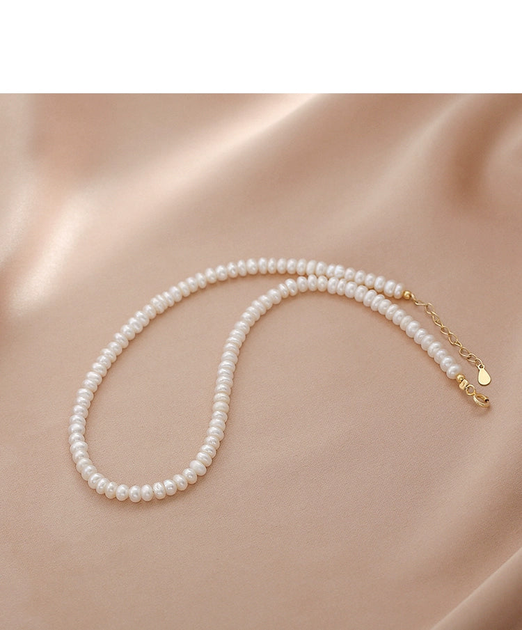 Natural freshwater pearl necklace women's 925 silver light luxury niche design simple and fashionable versatile collarbone chain for girlfriend