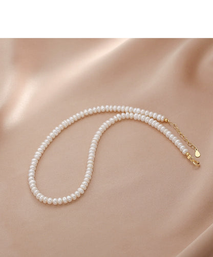 Natural freshwater pearl necklace women's 925 silver light luxury niche design simple and fashionable versatile collarbone chain for girlfriend