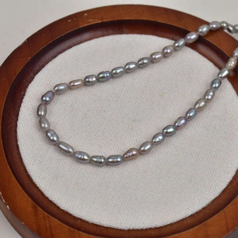 1046 Natural Freshwater Pearl Gray Rice Bead 3-4mm