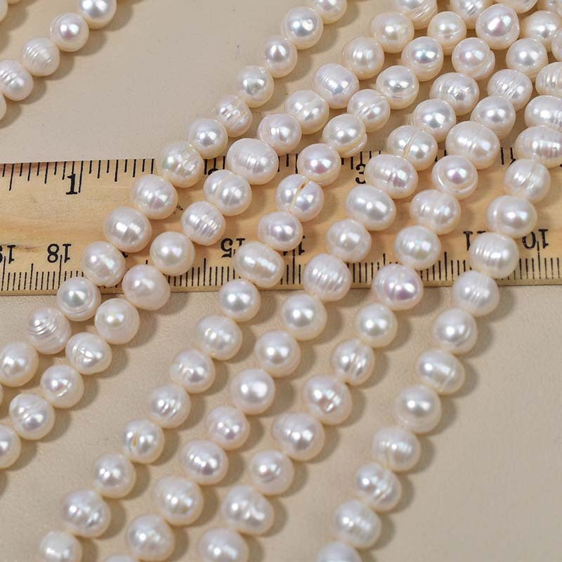 1201 Foreign Trade Source 7-8mm Natural Freshwater Thread Pearl Necklace Bracelet Raw Material