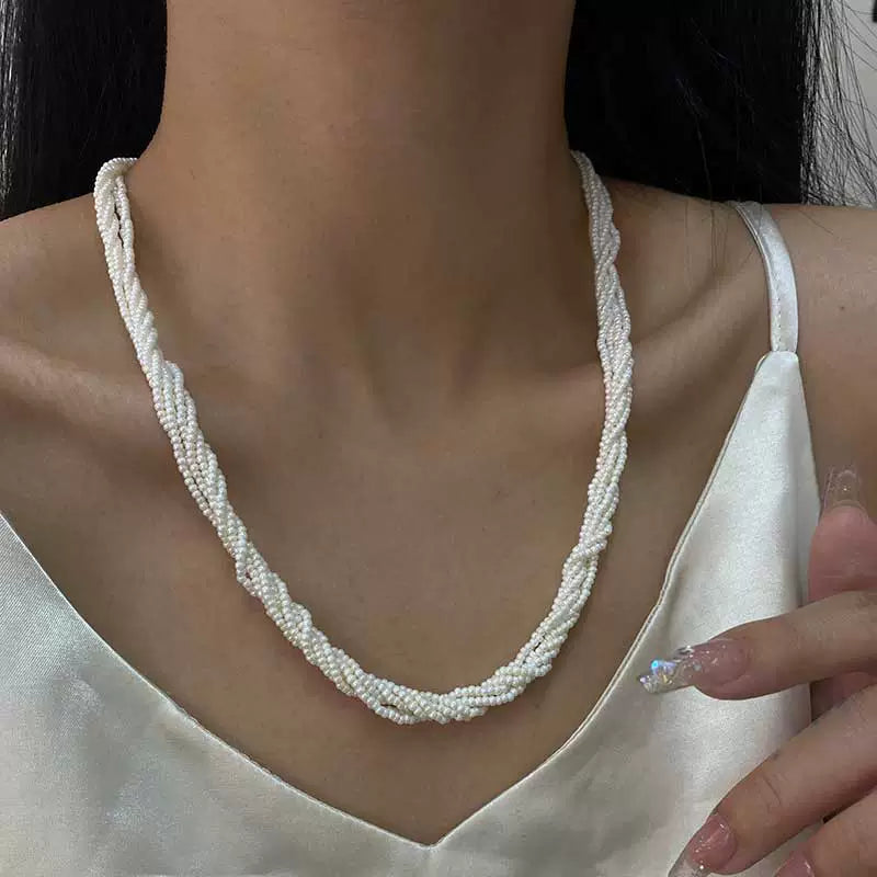 French retro multi-layer winding small beads sweater chain personalized atmosphere necklace new explosion