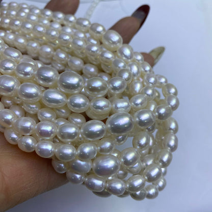 1023 Natural Freshwater Rice Pearl Necklace Tower Chain 4-6-8 mm White DIY Accessories