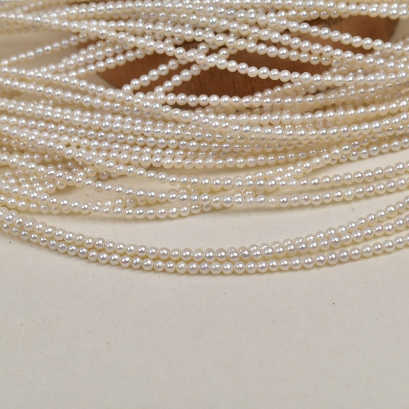 1193 cost-effective 2-3mm strong light near round pearl natural freshwater pearl necklace work in progress jewelry loose beads DIY