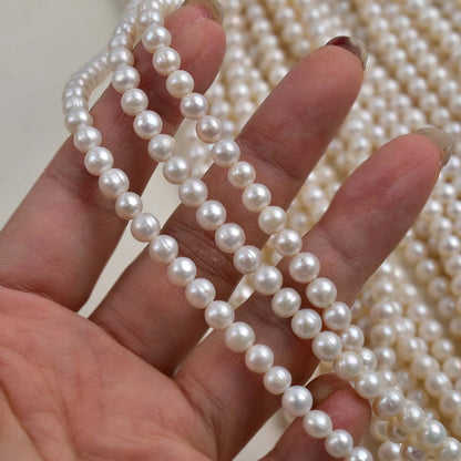 1200 Zhuji pearl 5-6mm white near-round pearl string