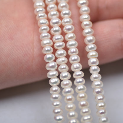 1224 new 4mm natural water pearl loose beads, white and bright, pearl abacus beads DIY collarbone chain jewelry