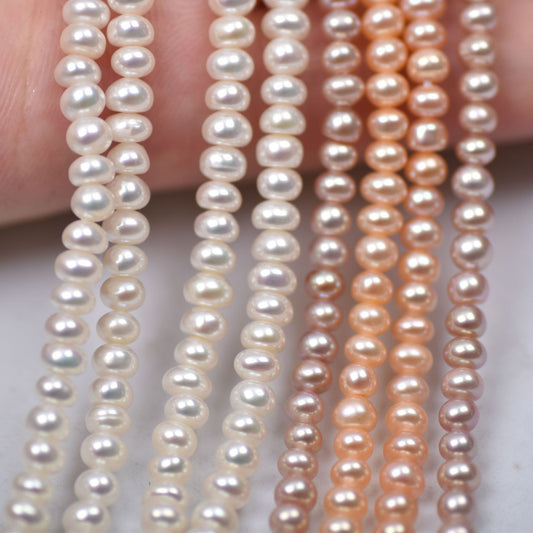 1224 new 4mm natural water pearl loose beads, white and bright, pearl abacus beads DIY collarbone chain jewelry