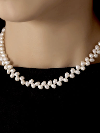 Pearl Necklace Women's Wheat Ear Rice Grain Natural Freshwater Real Pearl Vintage Jewelry Set