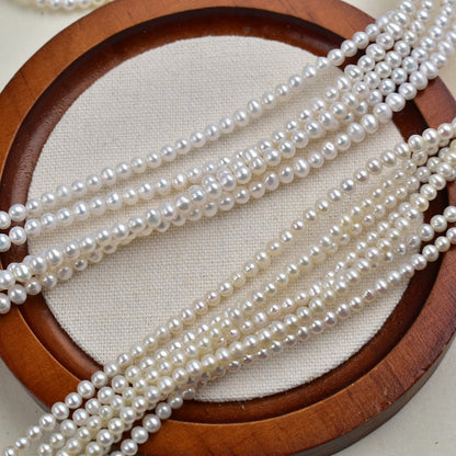 1118 natural freshwater pearl 3-4mm near round necklace work in progress DIY round pearl loose bead jewelry accessories wholesale