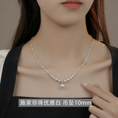 strong light pearl gradual change necklace design 925 silver