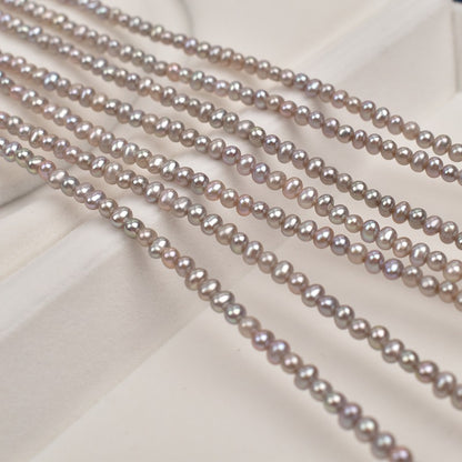 1137 3-4Mm Grey, Pearl Freshwater Pearl DIY Bracelet Necklace work in progress Natural Pearl