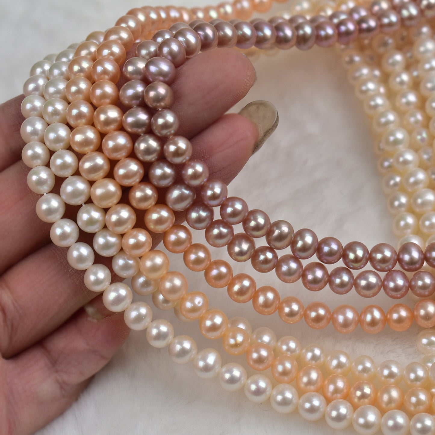 1141 6-7Mm seedless near-round strong light pearl natural freshwater pearl DIY handmade jewelry