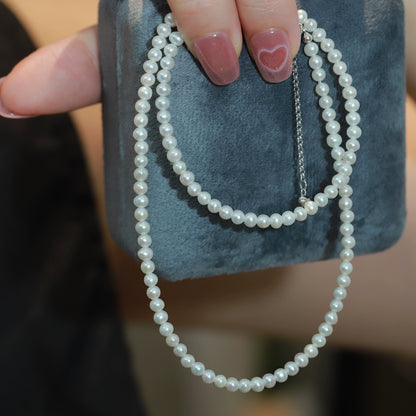 1621    3-4mm  pearl necklace stacked