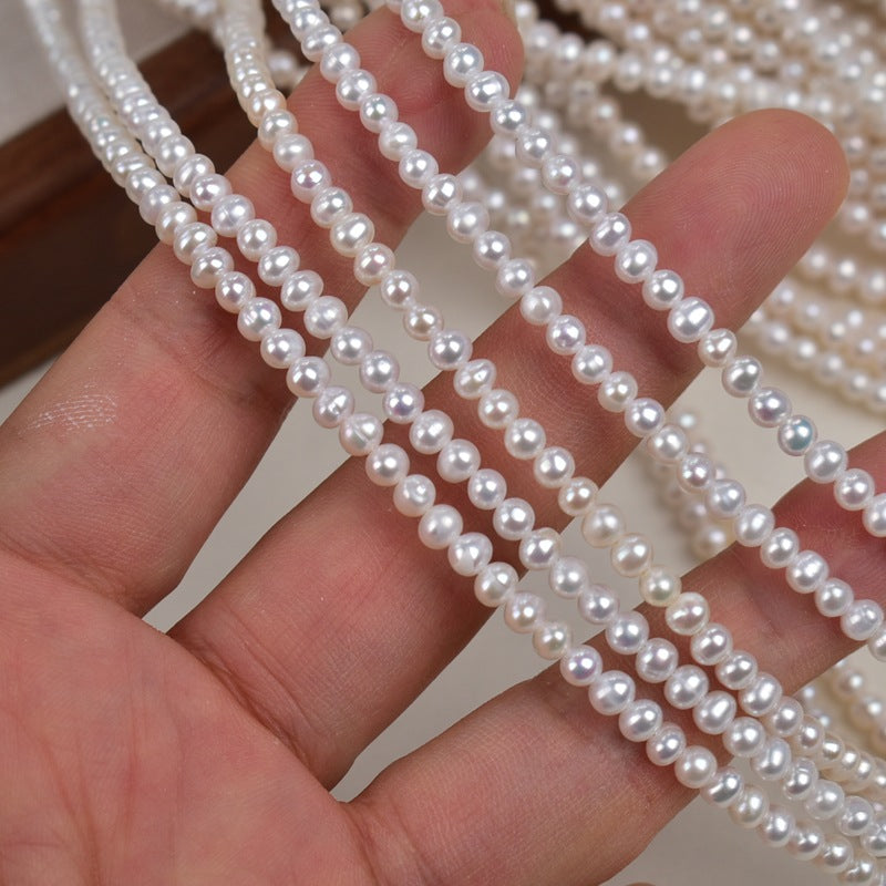 1188 3-3.5 mm Near Round Pearl Natural Freshwater Pearl Necklace work in progress DIY Loose Bead Jewelry Accessories
