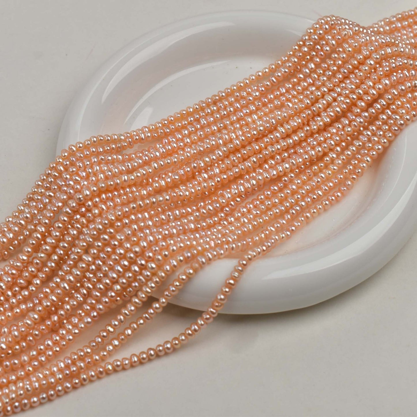 1248 Extended 40cm about 4mm flat beads, natural freshwater pearl DIY jewelry