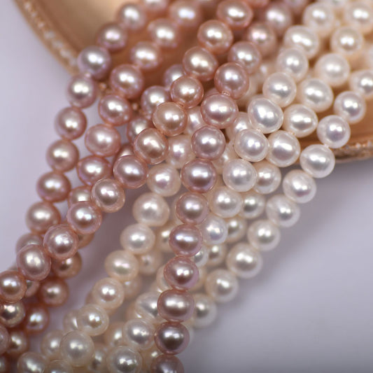 1134 Natural Freshwater Pearl 4-5mm Egg Type Near Round Bead Rare Purple Beaded Loose Bead DIY