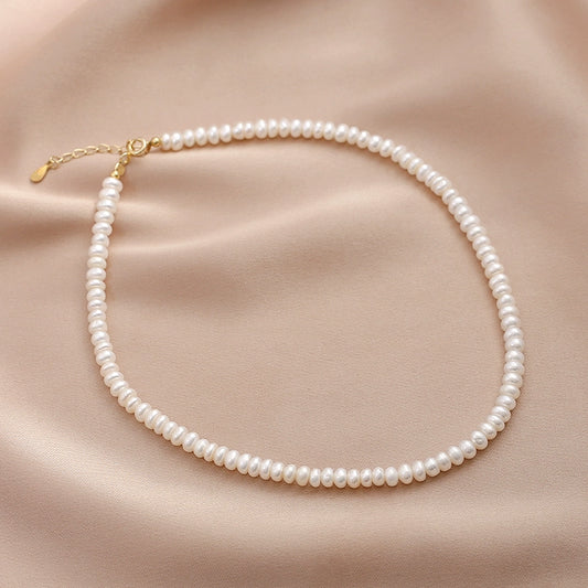 Natural freshwater pearl necklace women's 925 silver light luxury niche design simple and fashionable versatile collarbone chain for girlfriend