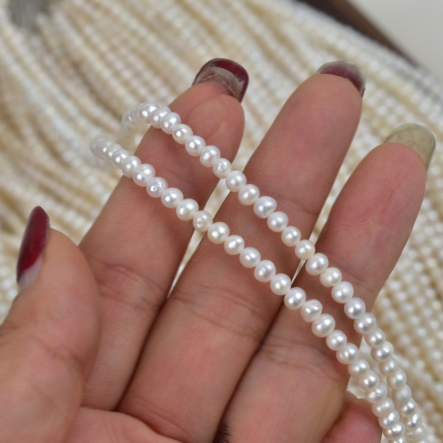 1199 Bulk Spot Wholesale 4-5mm Zhuji Pearl Natural Pearl Necklace Bracelet Semi-finished DIY