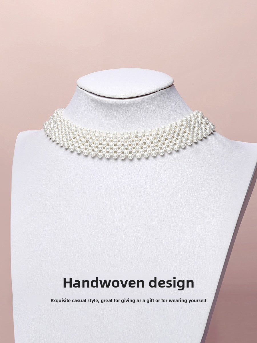 Pearl necklace 2025 new natural freshwater wide ladies baby beads multi-layer chocker