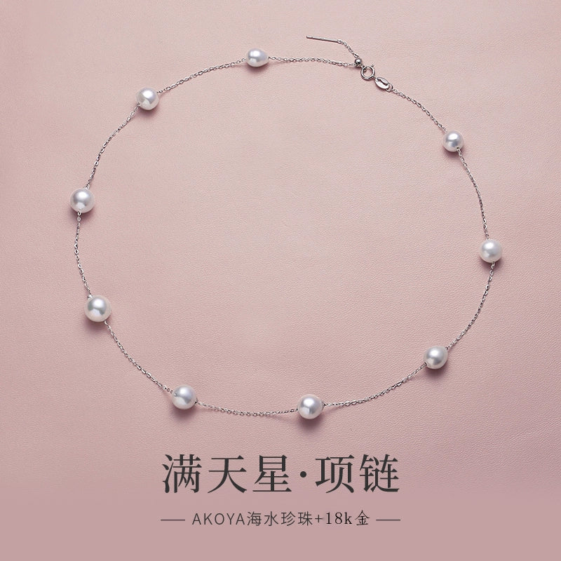 Freshwater pearl necklace lady real multi-hemp baroque special-shaped starry gray gift