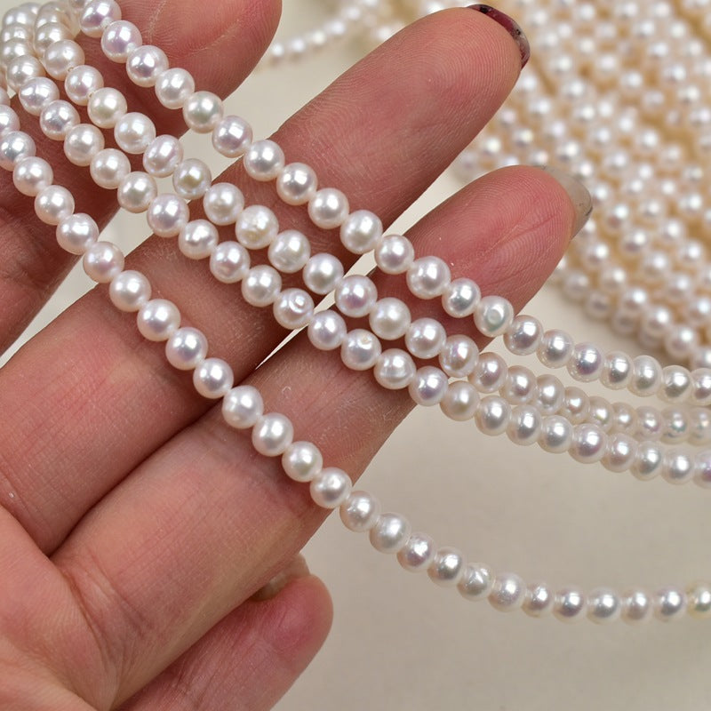 1172 4-5Mm Near Round Pearl, Natural Freshwater Pearl DIY Beaded Necklace Bracelet Accessories