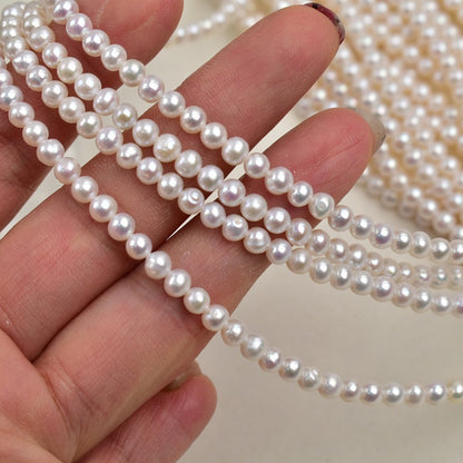 1172 4-5Mm Near Round Pearl, Natural Freshwater Pearl DIY Beaded Necklace Bracelet Accessories