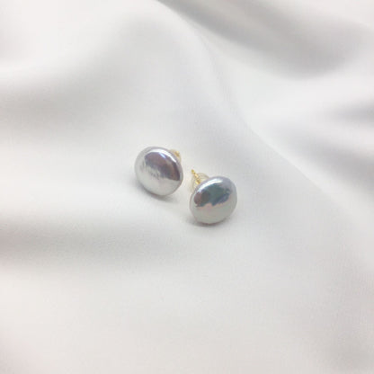 freshwater button flat baroque necklace bracelet stud earrings three-piece set