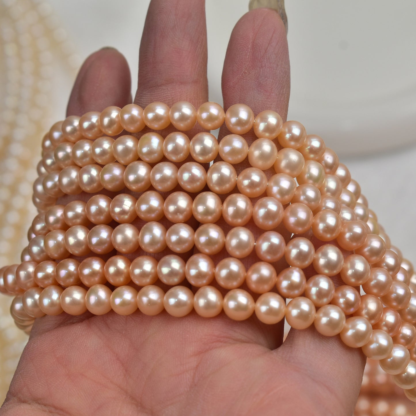1141 6-7Mm seedless near-round strong light pearl natural freshwater pearl DIY handmade jewelry