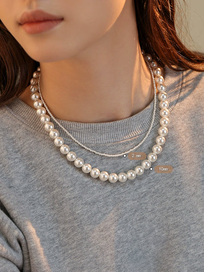 pearl necklace women's 10mm model 2025 new popular stacking wear