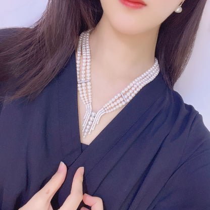 New, Multi-layer Freshwater Pearl Necklace, with A Dress, One-word Collar, One-piece Delivery.