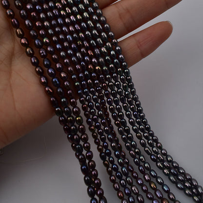 1030 Natural Freshwater Pearl Dyed Peacock Black  3-4mm Pearl DIY Necklace Jewelry Accessories