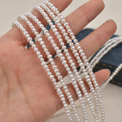 1142 natural freshwater strong light 3-4mm round pearl necklace jewelry work in progress