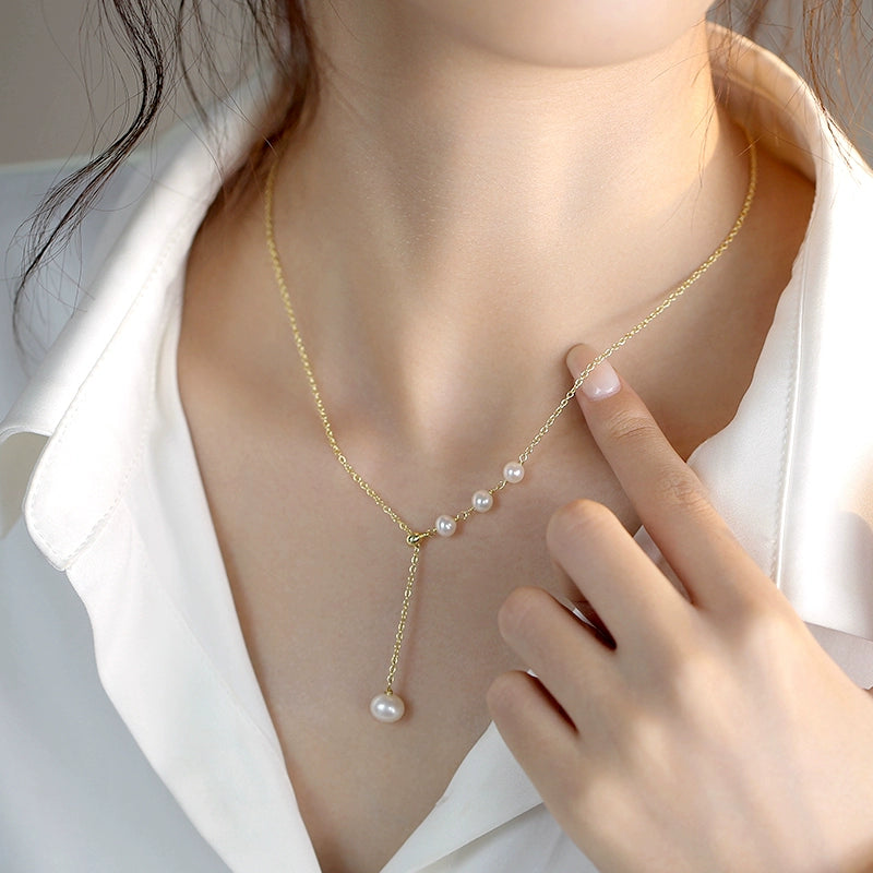 original, pearl necklace women's design sense 925 sterling silver adjustable